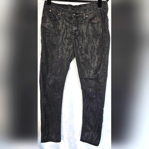 Rock & Republic Womens Black Denim Berlin Skinny Jeans Snake Print Size 12 - Picture 1 of 11